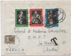 VATICAN / POSTE VATICANE - 1963 - ENVELOPPE Avec TàD POSTE MONTORIO Pour LE MANS (SARTHE) Avec TAXE GERBES - Briefe U. Dokumente