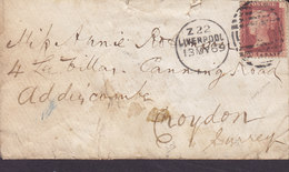 Great Britain No. Cds. '466' LIVERPOOL 'Petite' 1869 Cover Brief CROYDON (Arr. Cds.) Victoria D/I - Covers & Documents