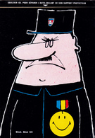 SINE  Ed Dorchy  - Gendarme Policier  Medaille Smiley  Emoticone  - CPSM  10.5x15 BE Vers 1980 Neuve Carte Auto-collant - Sine