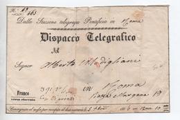 1856 - ENVELOPPE "DISPACCIO TELEGRAFICO DALTA STAZIONE TELEGRAFICA PONTIFICIA IN ROMA" - Kerkelijke Staten