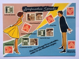 GERMANY - Postkarte - Briefmarken - Sprache - Stamps (pictures)