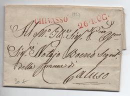 1823 - LETTRE De CHIVASSO Avec MR ROUGE - 1. ...-1850 Prephilately