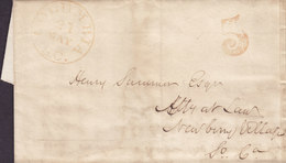 United States Prephilately (Red Cancel) 5c. COLUMBIA South Carolina 1848 Folded Cover Brief NEWBURY South Carolina - …-1845 Prefilatelia