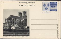 Entier Carte Lettre Armoiries Ile De France Storch N2c Chamois Clair Mantes La Cathédrâle Editions Yvon Paris - Letter Cards