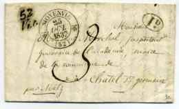 Cursive 52 VIc + T12 Moyenvic / Dept De La Meurthe / 1837 - 1801-1848: Précurseurs XIX