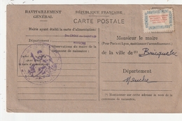 CARTE DE RAVITAILLEMENT - BRICQUEBEC - MADAME JOUNINET - STE CROIX DE SAINT LO - 1944 - 50 - Unclassified