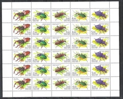 Russia 2003 Sheet Beetles Insects Beetle Insect Animals Fauna Animal Lucanus Plant Bugs Nature Stamps MNH Michel 1100-04 - Fogli Completi