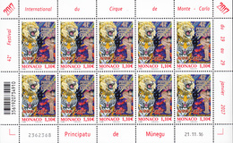 MONACO 2017, Circus Monte Carlo, Michel 3320 Sheetlet MNH 26782 - Cirque