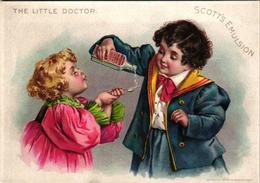 1 Card Pharmacy Druggist The Little Doctor Scott's Emulsion Litho 1890 Quack, Sublime Lithography - Drogue