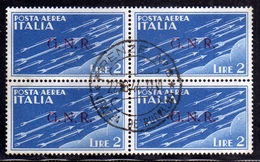 ITALIA REGNO ITALY KINGDOM 1944 RSI GNR REPUBBLICA SOCIALE POSTA AEREA AIR MAIL SOGGETTI ALLEGORICI LIRE 2 USATO USED - Luchtpost