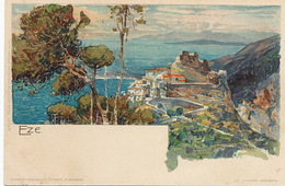 Litho Manuel Wielandt 1899 Né à Lowenstein . Panorama Eze Cote Azur - Wielandt, Manuel