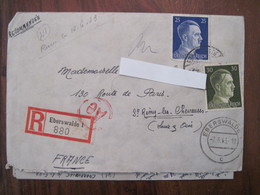 Allemagne France 1943 LAGER Censure Ae Lettre Enveloppe Cover Deutsches Reich DR STO Eberswalde Recommandé - Cartas & Documentos