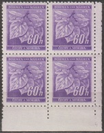 14a/ Bohemia & Moravia; ** Nr. 54 Light Violet - Corner 4-block, Press Plate 4 - Nuevos