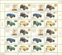 Russia 2003 One Full Sheet History Russian Cars Transport Car Motor Motoring Automobile Stamps MNH Michel 1121-1125 - Volledige Vellen