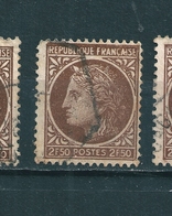 681 Type Cérès De Mazelin 2,50 Frs Brun Timbre  France Oblitéré 1945 1947 Variété Sans Cadre Supérieur - Usati