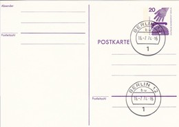 Berlin - Ganzsache Postkarte Unfallverhütung 20 Pf. - Gestempelt 16.7.1974  (49210) - Postkarten - Gebraucht