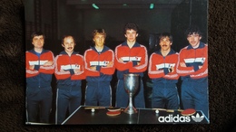 CPSM TENNIS DE TABLE JOUEURS CANOR SECRETIN FAROUT CAMPAGNOLLE BIROCHEAU RENVERSE PHOTO IUNDT - Tennis Tavolo