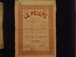 Part De Fondateur " Le Peigné " Dison Verviers 1911 Textile Bon état.. - Textile