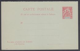 1900. GUYANE. CARTE POSTALE. Double. 10 C. + 10 C. RESPONSE. Red.  () - JF322156 - Covers & Documents