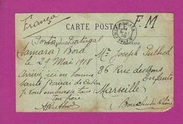 LETTRE FM CORR D'ARM LIGNE J 1918 A Bord Du SAMARA à PORTO - Schiffspost