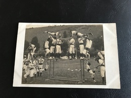CARTE PHOTO TARARE Fete Gymnique Des 29 Et 30 Juin 1912 - Atelier Agres équipe Blason Ancre (Loire Sur Rhone ?) - Tarare