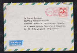 Brazil Brasil 1991 Meter + Stamp Cover SHOPPING CENTER IGUARTEMI SAO PAULO To Petersfield England - Lettres & Documents