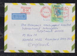 Brazil Brasil 1994 Meter + Stamp Cover SHOPPING CENTER TAMBORE BARUERI To Harold Hill England - Covers & Documents