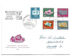 CH333c/ SCHWEIZ - Pro Patria, Mineralien/Versteinerungen, FDC 1.8.1961 - Brieven En Documenten