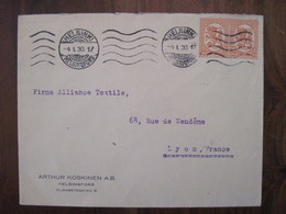 FINLANDE SUOMI 1930 2 X 1M Finland France Lyon Cover Enveloppe Lettre Timbre Orange Pale - Brieven En Documenten