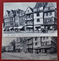 Delcampe - Lot De 2 Cpa 22 LANNION Anime Place Du Centre Commerces - Lannion