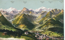 Gstaad Lauenen Art Card  Aerial View With Named Mountains . Carte Geographique - Lauenen