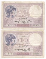 2 BILLETS 5 FRANCS  VIOLET   MEME MOIS ET ANNEE   05 / 12/ 1940 - 5 F 1917-1940 ''Violet''