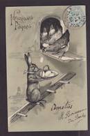 CPA Lapin Bunny Position Humaine Circulé Poules Gaufré Embossed - Other & Unclassified