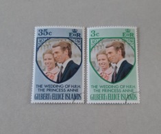 N° 211 Et 212       Mariage De La Princesse Anne Et Du Capitaine Mark Philips  -  Oblitérés - Gilbert- Und Ellice-Inseln (...-1979)