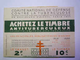 .2020 - 5198  CARNET De TIMBRES ANTITUBERCULEUX   1934  (10 Timbres)   XXX - Zonder Classificatie