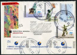 ARGENTINA (1998) - Centenario Juegos Olímpicos Olympic Games, Atletismo, Remo, Antorcha Nuevo Símbolo - Registered Cover - Storia Postale