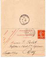 - Carte-Lettre CHARMES Pour RIEZ 4.6.1909 - 10 C. Rouge Type Semeuse Camée - Modèle 850 - - Letter Cards