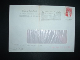 LETTRE TP SABINE 1,40 ROUGE OBL.MEC.11-5 1982 80 ABBEVILLE + TRI INDEXATION BARRES ROSES Marque à Sec Z 0 - Storia Postale