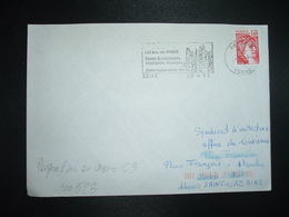 LETTRE TP SABINE 1,40 ROUGE OBL.MEC.22-4 1981 89 SENS + TRI INDEXATION BARRES SAUMON Marque à Sec C9 - Lettres & Documents