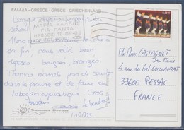 = Timbre Sur Carte Postale Grèce,  Danseurs, 2002 - Brieven En Documenten