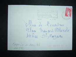 LETTRE TP SABINE 1,40 ROUGE OBL.MEC.4-5 1981 03 VICHY + TRI INDEXATION BARRES ROSES Marque à Sec K6 - Lettres & Documents