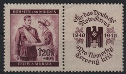 Bohmen Und Mahren 1940, "Deutsche Rote Kreuz" 1.20kc Postfrisch/unmounted Mint With Coupon - Interesting - Neufs