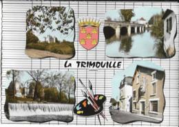 D86 - LA TRIMOUILLE - CPSM Dentelée Colorisée Multivues (4 Vues) Palette De Peinture-Blason Sur Feuille De Cahier - La Trimouille