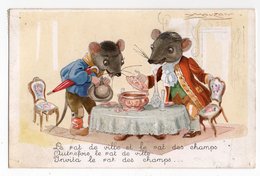 ILLUSTRATEUR MAUZAN * PETITES SOURIS HUMANISEES * RAT DES VILLES * RAT DES CHAMPS * DINER * SOUPIERE * CARAFE - Bompard, S.