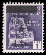 Occupazione Jugoslava: TRIESTE - Monumenti Distrutti Lire 1 Su Lire 1 C. Violetto - 1945 - Occup. Iugoslava: Trieste