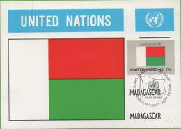 Nations Unies, CP 1er Jour YT328 Drapeau Madagascar 26/09/1980 Non Circulée - Gebraucht