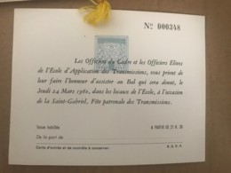 Carte De Voeux De L'Etat Major Des Armées Et Invitation Au Bal à L'Ecole Des Officiers Transmissions 1960 - Visiting Cards