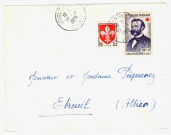 USSEL ENTREPOT Corrèze Lettre 20F + 8F Dunant 5F Blason Lille Yv 1188 1186   Ob 1959 - Storia Postale