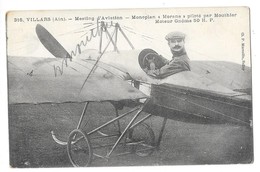 VILLARS (01) Meeting D'aviation Aviateur Mouthier Monoplan Morane Signature Autographe - Villars-les-Dombes