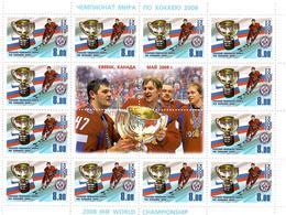 Russia 2008 . World Hockey Champion. Sheet Of 12+4 Labels . Michel # 1517 Bg. - Ungebraucht